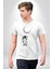 Astronot Ay Balon Kadın Erkek Unisex Beyaz Organik Baskılı T-Shirt Penye Yüksek Kalite 3