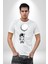 Astronot Ay Balon Kadın Erkek Unisex Beyaz Organik Baskılı T-Shirt Penye Yüksek Kalite 4