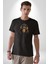 Maymun Altın Kulaklık Müzik Kadın Erkek Unisex Siyah Organik Baskılı T-Shirt Penye Yüksek Kalite 4