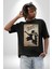 Michael Jackson Pamuklu Bisiklet Yaka Kadın Erkek Oversize Boyfriend Dijital Baskılı Siyah T-Shirt 3