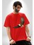 Kartal Özgürlük Pamuklu Bisiklet Yaka Kadın Erkek Oversize Boyfriend Dijital Baskılı Kırmızı T-Shirt 1