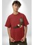 Kartal Özgürlük Pamuklu Bisiklet Yaka Kadın Erkek Oversize Boyfriend Dijital Baskılı Kırmızı T-Shirt 5