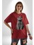 British Shorthair Kedi Pamuklu Bisiklet Yaka Kadın Erkek Oversize Boyfriend Dijital Baskılı Kırmızı T-Shirt 5