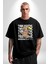 Positive Düşünce Pamuklu Bisiklet Yaka Kadın Erkek Oversize Boyfriend Dijital Baskılı Siyah T-Shirt 2