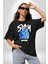 Birlikte Kal Pamuklu Bisiklet Yaka Kadın Erkek Oversize Boyfriend Dijital Baskılı Siyah T-Shirt 5