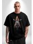 Motosiklet Kadın Pamuklu Bisiklet Yaka Kadın Erkek Oversize Boyfriend Dijital Baskılı Siyah T-Shirt 3