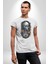 Cadılar Bayramı Kuru Kafa Kadın Erkek Unisex Beyaz Organik Baskılı T-Shirt Penye Yüksek Kalite 5