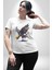 Kara Kartal Sulu Boya Kadın Erkek Unisex Beyaz Organik Baskılı T-Shirt Penye Yüksek Kalite 5
