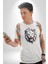 Beyaz Kaplan Kükreme Kadın Erkek Unisex Beyaz Organik Baskılı T-Shirt Penye Yüksek Kalite 1