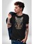 Kulaklık Kedi Kadın Erkek Unisex Siyah Organik Baskılı T-Shirt Penye Yüksek Kalite 1