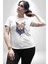 Şimşek Yağmur Kedi Kadın Erkek Unisex Beyaz Organik Baskılı T-Shirt Penye Yüksek Kalite 5