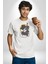 Gangster Panda Kadın Erkek Unisex Beyaz Organik Baskılı T-Shirt Penye Yüksek Kalite 5
