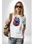 Renkli Kurt Kadın Erkek Unisex Beyaz Organik Baskılı T-Shirt Penye Yüksek Kalite 2