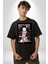 Nezuko Demon Slayer Pamuklu Bisiklet Yaka Kadın Erkek Oversize Boyfriend Dijital Baskılı Siyah T-Shirt 4