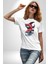 Kırmızı Japon Balığı Kadın Erkek Unisex Beyaz Organik Baskılı T-Shirt Penye Yüksek Kalite 5