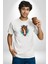 At Kafası Renkli Kadın Erkek Unisex Beyaz Organik Baskılı T-Shirt Penye Yüksek Kalite 1