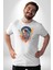 Bulutlar Astronot Uzay Kadın Erkek Unisex Beyaz Organik Baskılı T-Shirt Penye Yüksek Kalite 2
