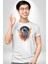 Bulutlar Astronot Uzay Kadın Erkek Unisex Beyaz Organik Baskılı T-Shirt Penye Yüksek Kalite 4