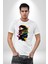 Canlı Afrobeat Füzyon Renkli Siluet Kadın Erkek Unisex Beyaz Organik Baskılı T-Shirt Penye Yüksek Kalite 4
