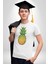 Ananas Meyve Kadın Erkek Unisex Beyaz Organik Baskılı T-Shirt Penye Yüksek Kalite 2