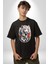 Beyaz Kaplan Ailesi Renkli Tüyler Pamuklu Bisiklet Yaka Kadın Erkek Oversize Boyfriend Dijital Baskılı Siyah T-Shirt 1