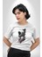 Astronot Kafası Kadın Erkek Unisex Beyaz Organik Baskılı T-Shirt Penye Yüksek Kalite 2