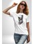 Astronot Kafası Kadın Erkek Unisex Beyaz Organik Baskılı T-Shirt Penye Yüksek Kalite 4