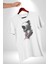 Astronot Kafası Kadın Erkek Unisex Beyaz Organik Baskılı T-Shirt Penye Yüksek Kalite 5