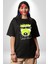 Sık Sık Mutlu Gülmek Teddy Bear Pamuklu Bisiklet Yaka Kadın Erkek Oversize Boyfriend Dijital Baskılı Siyah T-Shirt 1