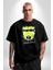 Sık Sık Mutlu Gülmek Teddy Bear Pamuklu Bisiklet Yaka Kadın Erkek Oversize Boyfriend Dijital Baskılı Siyah T-Shirt 5