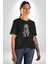 Siyah Kaplan Kadın Erkek Unisex Siyah Organik Baskılı T-Shirt Penye Yüksek Kalite 5