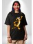Tigger Pamuklu Bisiklet Yaka Kadın Erkek Oversize Boyfriend Dijital Baskılı Siyah T-Shirt 2