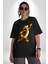 Tigger Pamuklu Bisiklet Yaka Kadın Erkek Oversize Boyfriend Dijital Baskılı Siyah T-Shirt 3