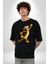 Tigger Pamuklu Bisiklet Yaka Kadın Erkek Oversize Boyfriend Dijital Baskılı Siyah T-Shirt 4