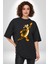 Tigger Pamuklu Bisiklet Yaka Kadın Erkek Oversize Boyfriend Dijital Baskılı Siyah T-Shirt 5