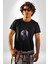 Geyik Kafası Yapraklar Kadın Erkek Unisex Siyah Organik Baskılı T-Shirt Penye Yüksek Kalite 1