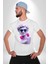 Kulaklık Gözlük Pop Art Heykel Kadın Erkek Unisex Beyaz Organik Baskılı T-Shirt Penye Yüksek Kalite 1
