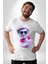 Kulaklık Gözlük Pop Art Heykel Kadın Erkek Unisex Beyaz Organik Baskılı T-Shirt Penye Yüksek Kalite 4