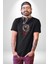 Siyah ve Kırmızı Yılan Kadın Erkek Unisex Siyah Organik Baskılı T-Shirt Penye Yüksek Kalite 3