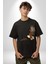 Kartal Özgürlük Pamuklu Bisiklet Yaka Kadın Erkek Oversize Boyfriend Dijital Baskılı Siyah T-Shirt 1
