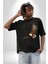 Kartal Özgürlük Pamuklu Bisiklet Yaka Kadın Erkek Oversize Boyfriend Dijital Baskılı Siyah T-Shirt 3