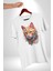 Hayvan Kedi Sanat Potre Kadın Erkek Unisex Beyaz Organik Baskılı T-Shirt Penye Yüksek Kalite 3