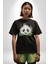 Panda Mandala Pamuklu Bisiklet Yaka Kadın Erkek Oversize Boyfriend Dijital Baskılı Siyah T-Shirt 1