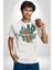 Kaktüs Çita Kadın Erkek Unisex Beyaz Organik Baskılı T-Shirt Penye Yüksek Kalite 2