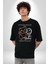Yükseliş Için Kendin Ol Pamuklu Bisiklet Yaka Kadın Erkek Oversize Boyfriend Dijital Baskılı Siyah T-Shirt 1