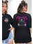 Serin ve Mutlu Kal Siyah Oversize Kadın Erkek Ön ve Sırt Baskılı T-Shirt 2
