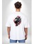 Çiçekli Goril Doğa Beyaz Oversize Kadın Erkek Ön ve Sırt Baskılı T-Shirt 2