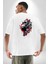 Çiçekli Goril Doğa Beyaz Oversize Kadın Erkek Ön ve Sırt Baskılı T-Shirt 4