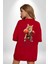 Boks Yapan Kedi Kırmızı Oversize Kadın Erkek Ön ve Sırt Baskılı T-Shirt 1