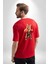 Boks Yapan Kedi Kırmızı Oversize Kadın Erkek Ön ve Sırt Baskılı T-Shirt 4